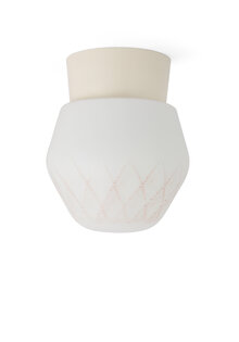 Retro Ceiling Lamp, Matte White with Pink Pattern