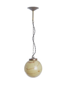 1930s Hanging Lamp, Yellow-Brown Marbled Glass