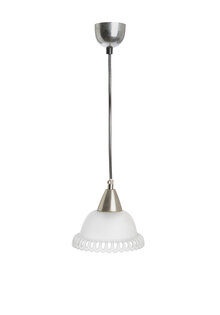 Kleine Hanglamp met Opengewerkte Glazen Kap, Jaren 50