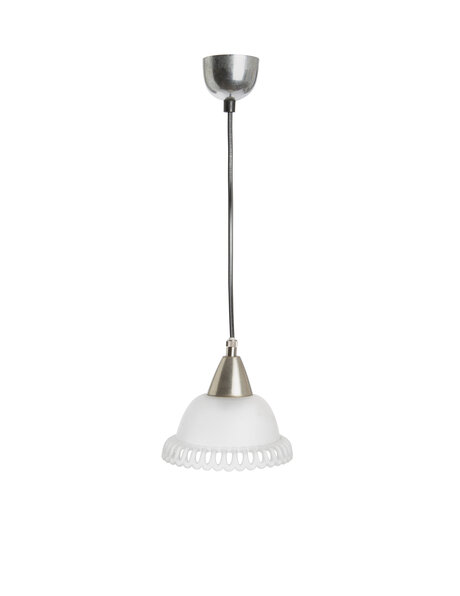 Small hanging lamp, frosted glass shade on cord