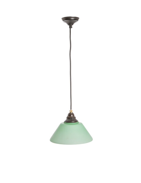 Green hanging lamp, vintage, glass