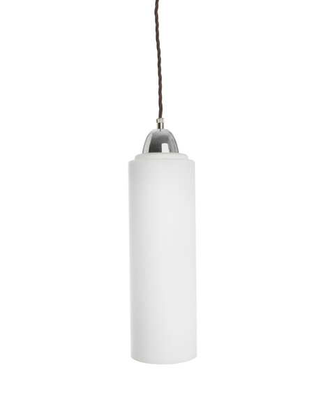 Glass hanging lamp, narrow white lampshade