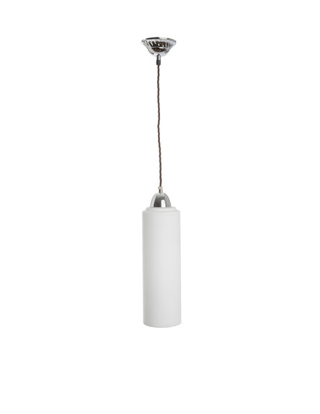 Glass hanging lamp, narrow white lampshade