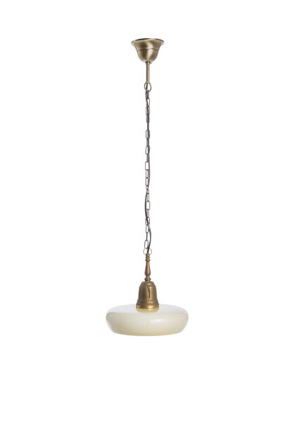 Klassieke Hanglamp, Licht Geel Glas, Jaren 40