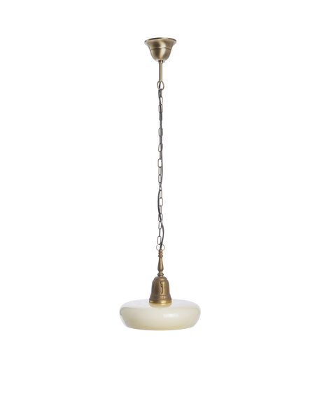 Hanging lamp, classic, light yellow glass on chain