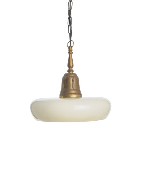 Hanglamp klassiek, licht geel glas aan ketting