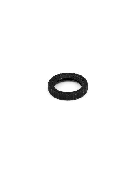 Nut, round with serrated edge, black, M10x1 thread
