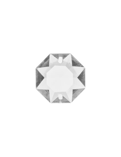 Kristalglazen kraal, octagon met ster patroon, 2.0 cm