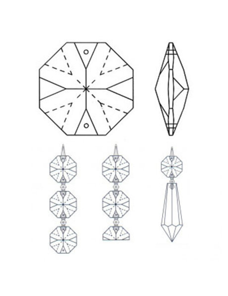 Kroonluchter octagon, dubbel puntje (10 st) 1.4 cm