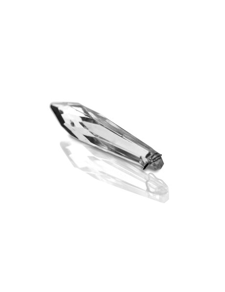 Chandelier drop, elongated crystal glass