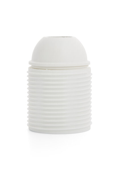 Lamp Socket, E27, White Plastic, Male Thread