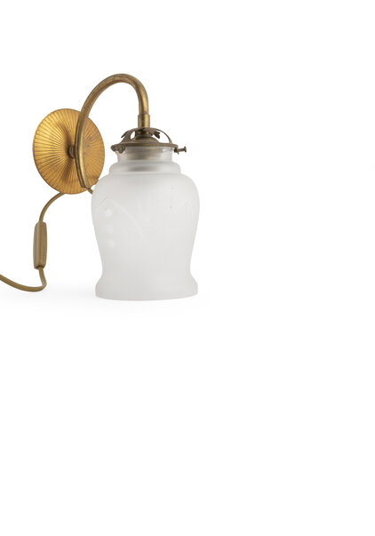 Koperen Wandlamp, Geslepen Glas