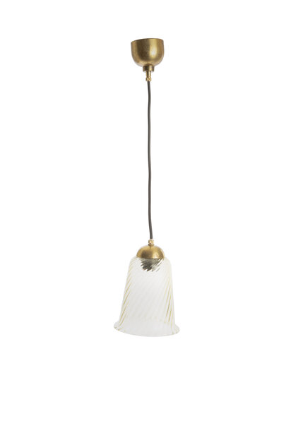 Helder Glazen Hanglamp, Goud Gloed, Jaren 60