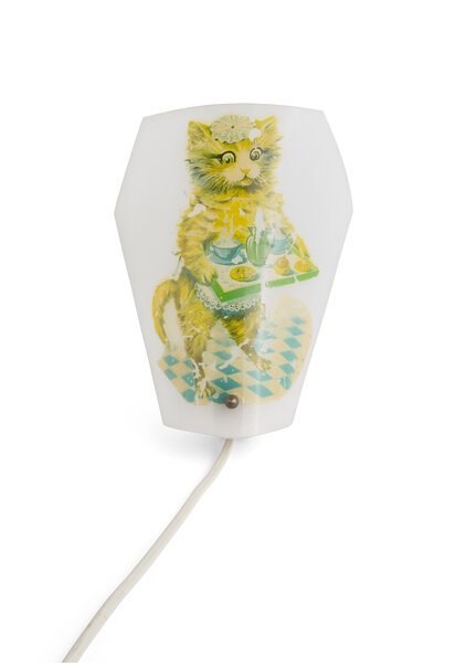 Vintage Children's Lamp, Cat with Tray