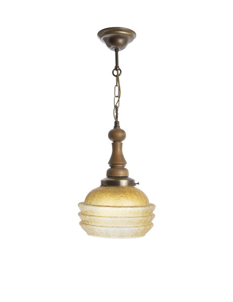 Brown hanging lamp, spider rag glass