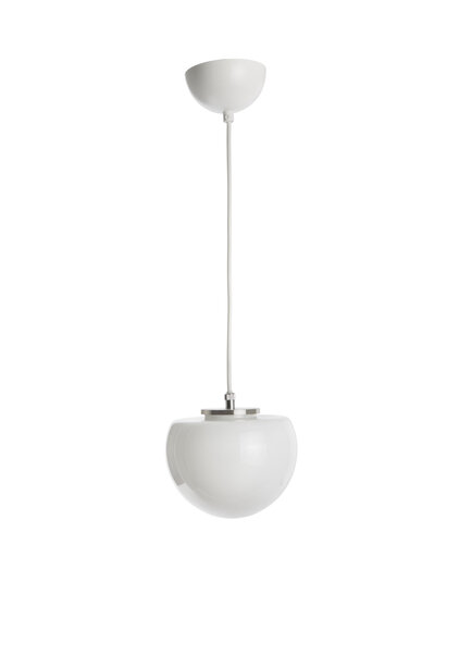 White Glass Hanging Lamp, Half Sphere 15 cm