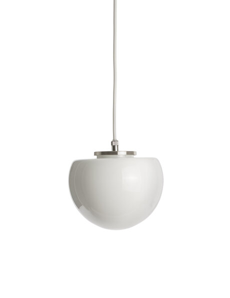 Glass hanging lamp, white half sphere 15 cm