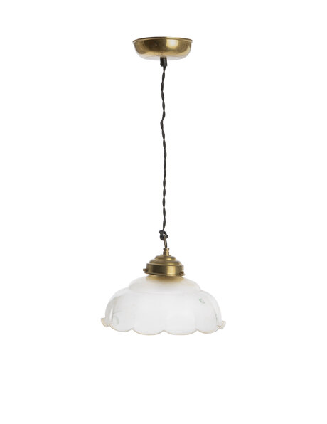 Old glass hanging lamp, faint floral pattern