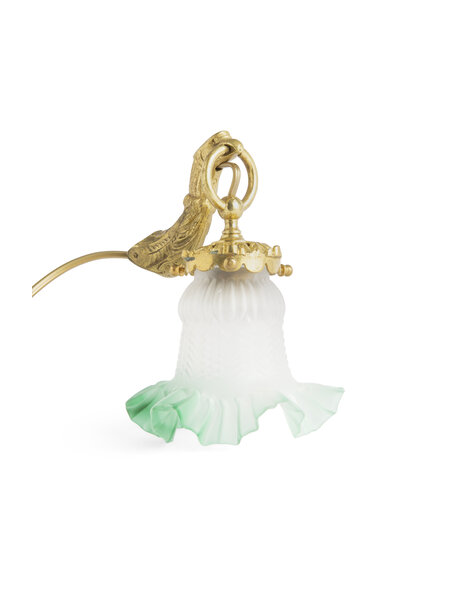 Wall lamp classic, brass bird head with glass