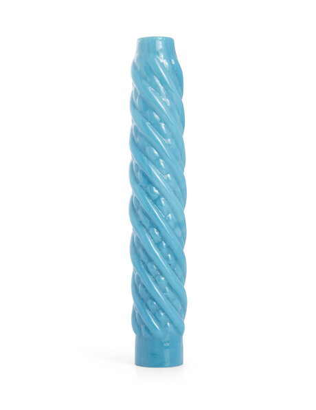 Glass decorative candle, blue twisted glass, ca.1910