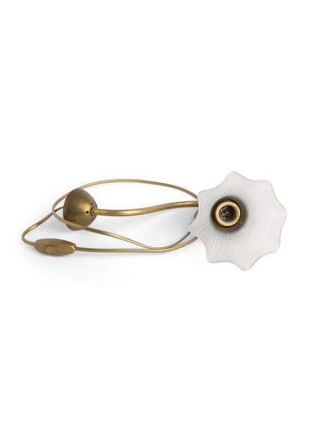 Wall lamp classic, brass gooseneck with skirt shade