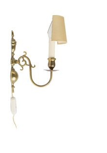 Brass Wall Lamp, Single Candle, 1940s