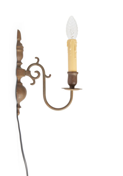 Classic Wall Lamp, Brownish Brass with Candle