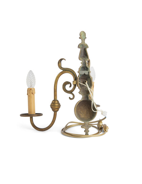 Classic wall lamp, gold-brown brass wall candlestick