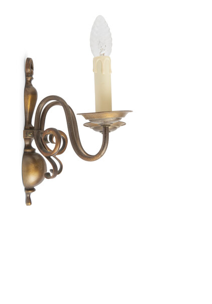 Antieke Wandlamp, Gebruineerd, Twee Kaarsen