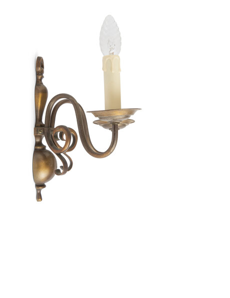 Wall lamp, antique, 2 candles on burnished brass