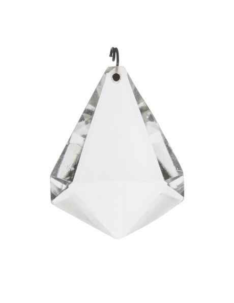 Chandelier bead, clear glass, triangle