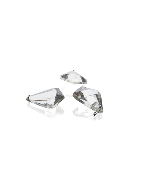 Chandelier bead, clear glass, triangle