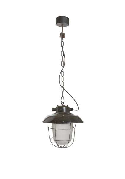 Industriële Hanglamp, Zwart Emaille Hoed