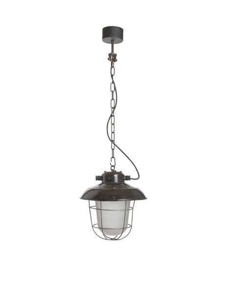Industrial hanging lamp, cage lamp with black enamel