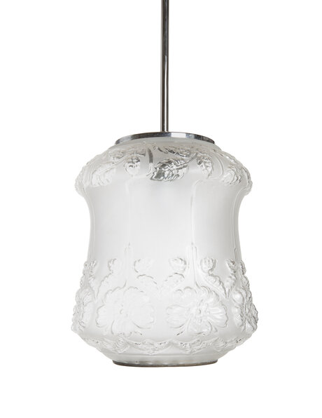 Old hanging lamp with silver-colored pendant