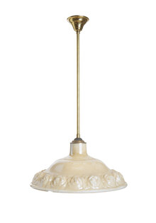 Pendant Hanging Lamp, White Glass with Gold Mother of Pearl