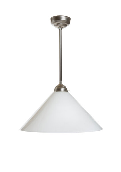 Industrial Hanging Lamp, Pendant with Large White Shade
