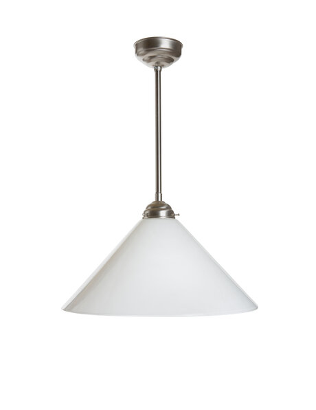 Hanging lamp on pendant, large white glass shade