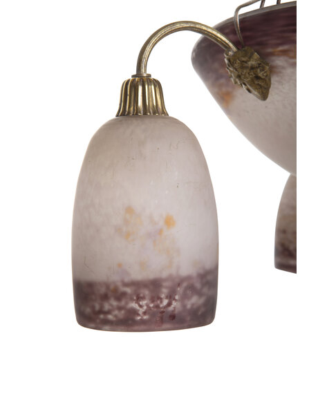 French hanging lamp, purple-orange glass