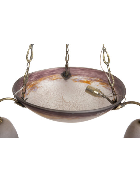 French hanging lamp, purple-orange glass