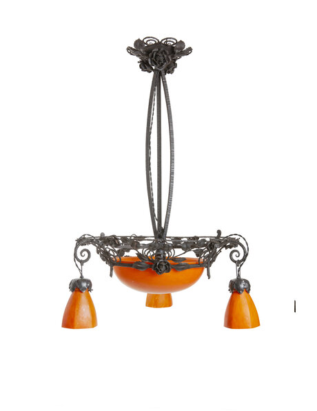 Hanglamp, klassiek, Frans, Oranje Glas
