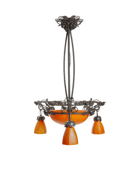 Hanglamp, klassiek, Frans, Oranje Glas