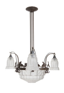 Art-Deco Hanglamp, Matglas, Jaren 30