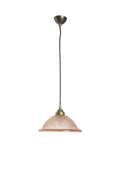 Pink Pressed Glass Hanging Lamp, Art Deco, 1930s