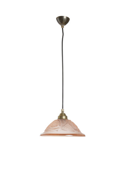 Roze Pers Glazen Hanglampje, Art Deco, Jaren 30