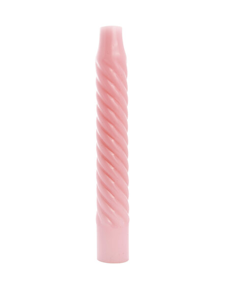 Glass decorative candle, light pink twisted glass, ca.1910