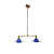 Eettafel hanglamp, twee blauw glazen kapjes