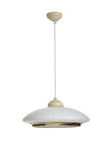 Vintage Hanglamp, Mat Wit Glazen Kap aan Snoer
