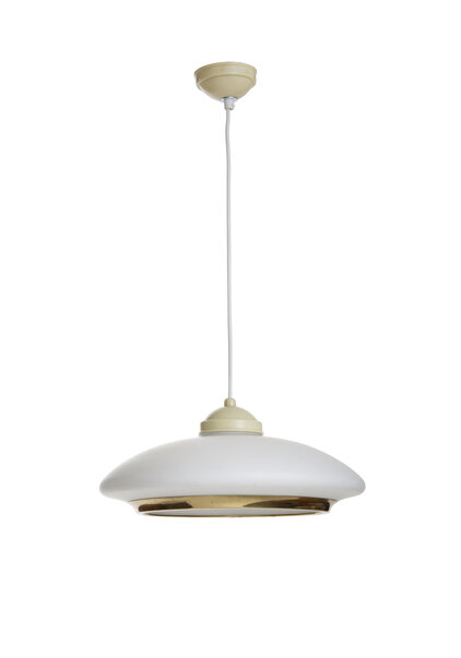 Vintage Hanging Lamp, Matte White Glass Shade on Cord