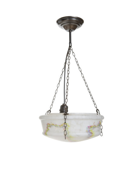 Hanging lamp, glass bowl, white with color palette